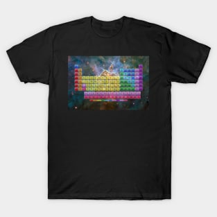 118 Element Color Periodic Table - Stars and Nebula T-Shirt